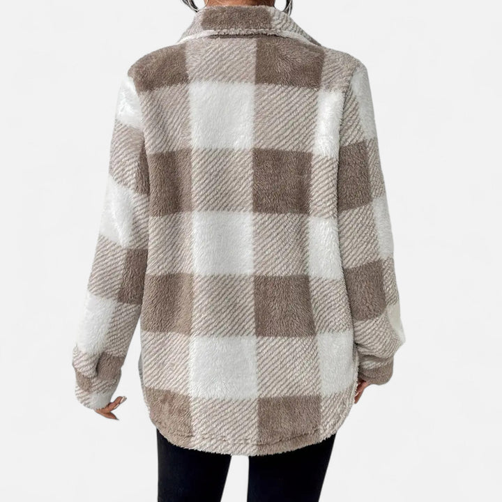 Women's Elegant Checkered Plush Winter Jacket