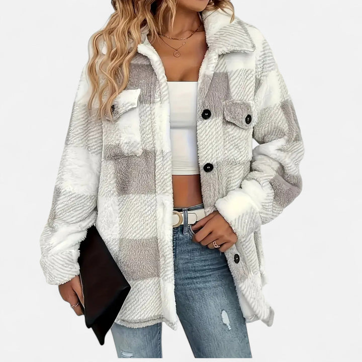 Women's Elegant Checkered Plush Winter Jacket