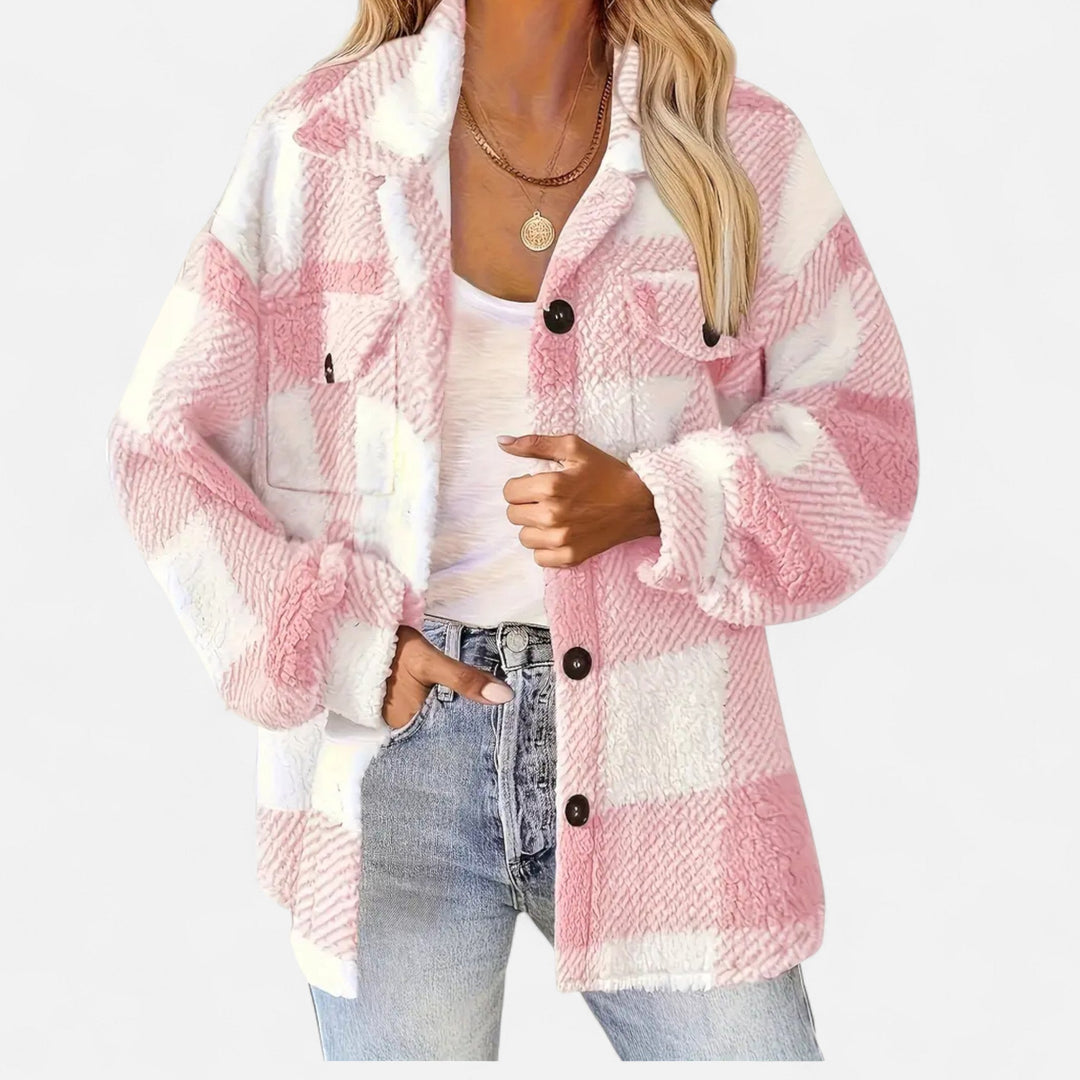 Women's Elegant Checkered Plush Winter Jacket