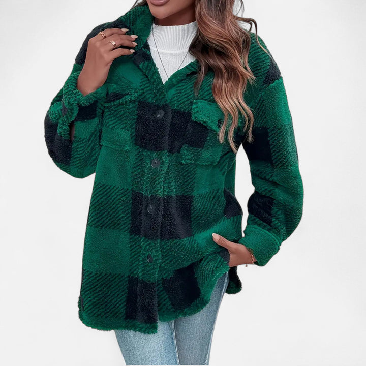 Women's Elegant Checkered Plush Winter Jacket