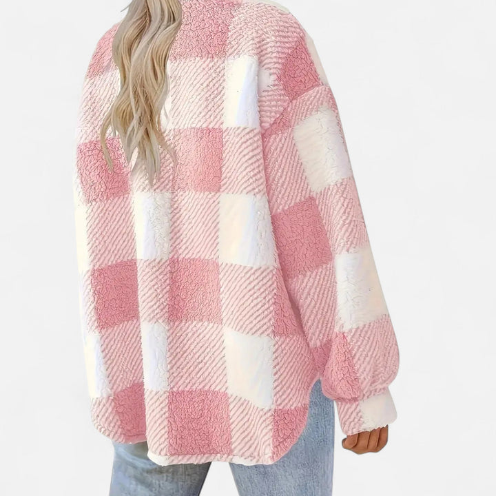 Women's Elegant Checkered Plush Winter Jacket