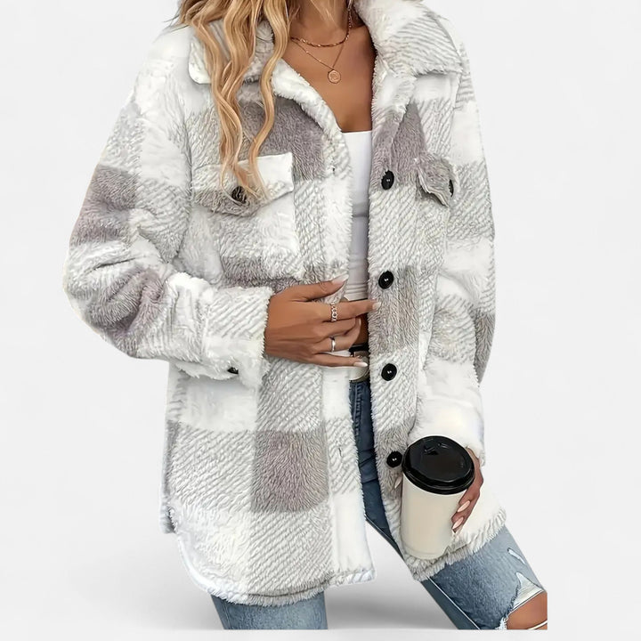 Women's Elegant Checkered Plush Winter Jacket