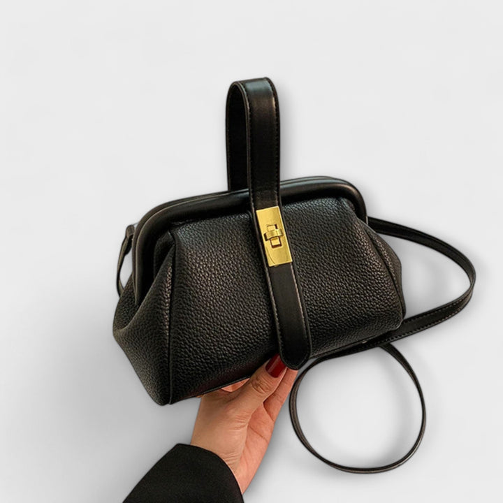 Women's Elegant Leather Mini Handbag with Turn Lock