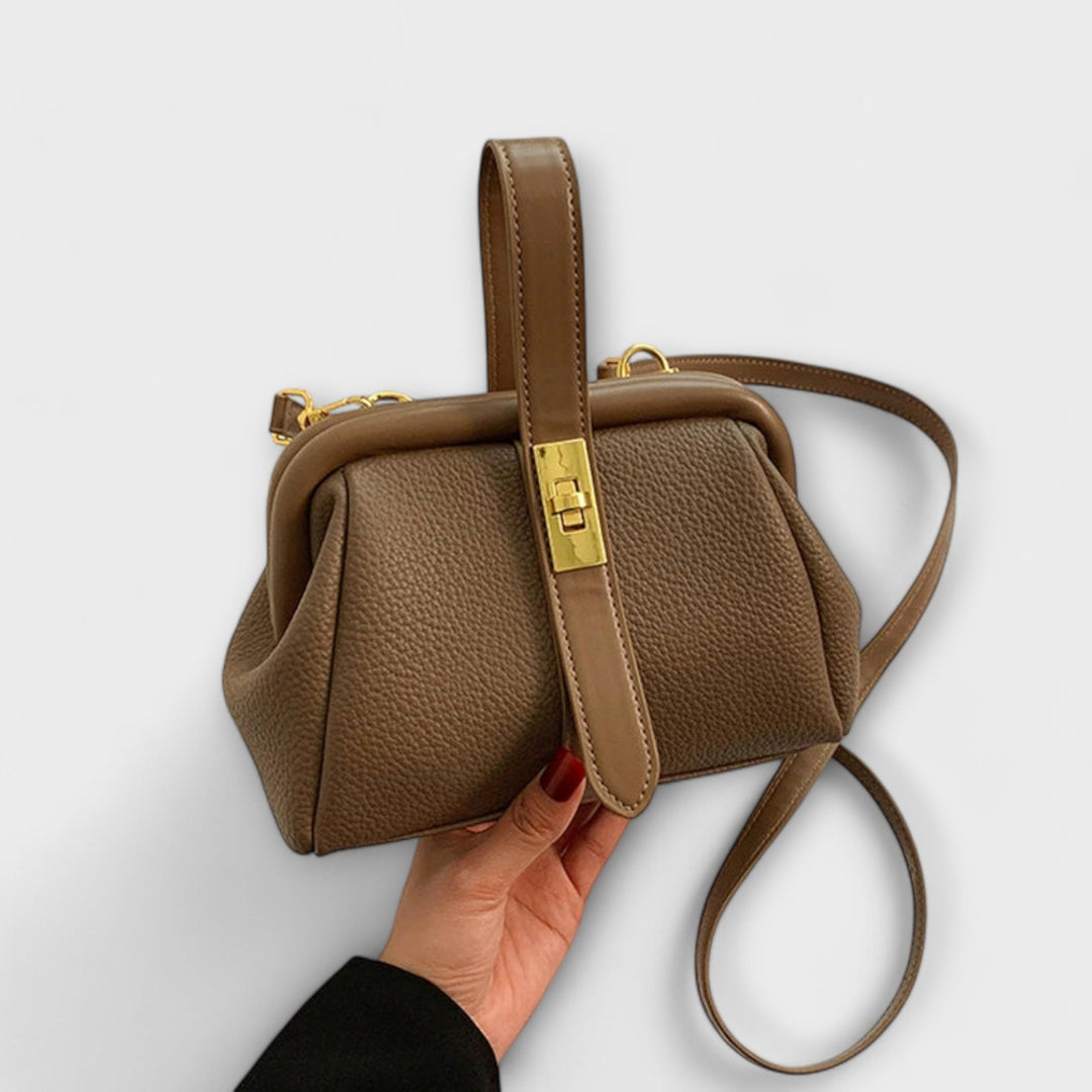 Women's Elegant Leather Mini Handbag with Turn Lock