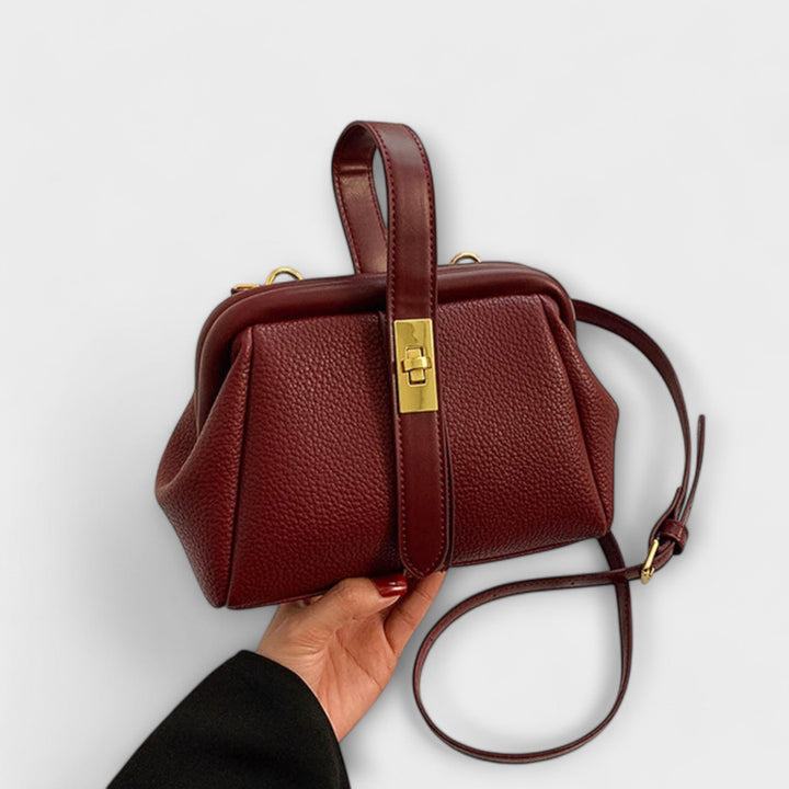 Women's Elegant Leather Mini Handbag with Turn Lock