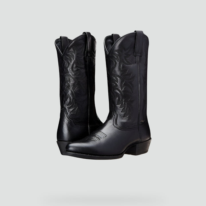 Elegant Cowboy Boots for Women with Stitching and Block Heels