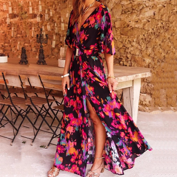 Women's Elegant Long Wrap Midi Dress - Versatile Style