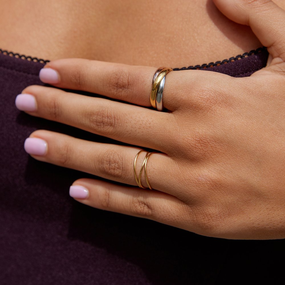 Elena Stylish Three-Color Triple Ring - Elena Harper