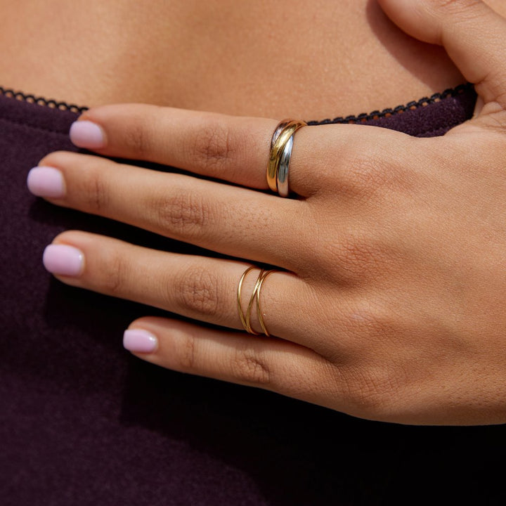 Elena Stylish Three-Color Triple Ring - Elena Harper