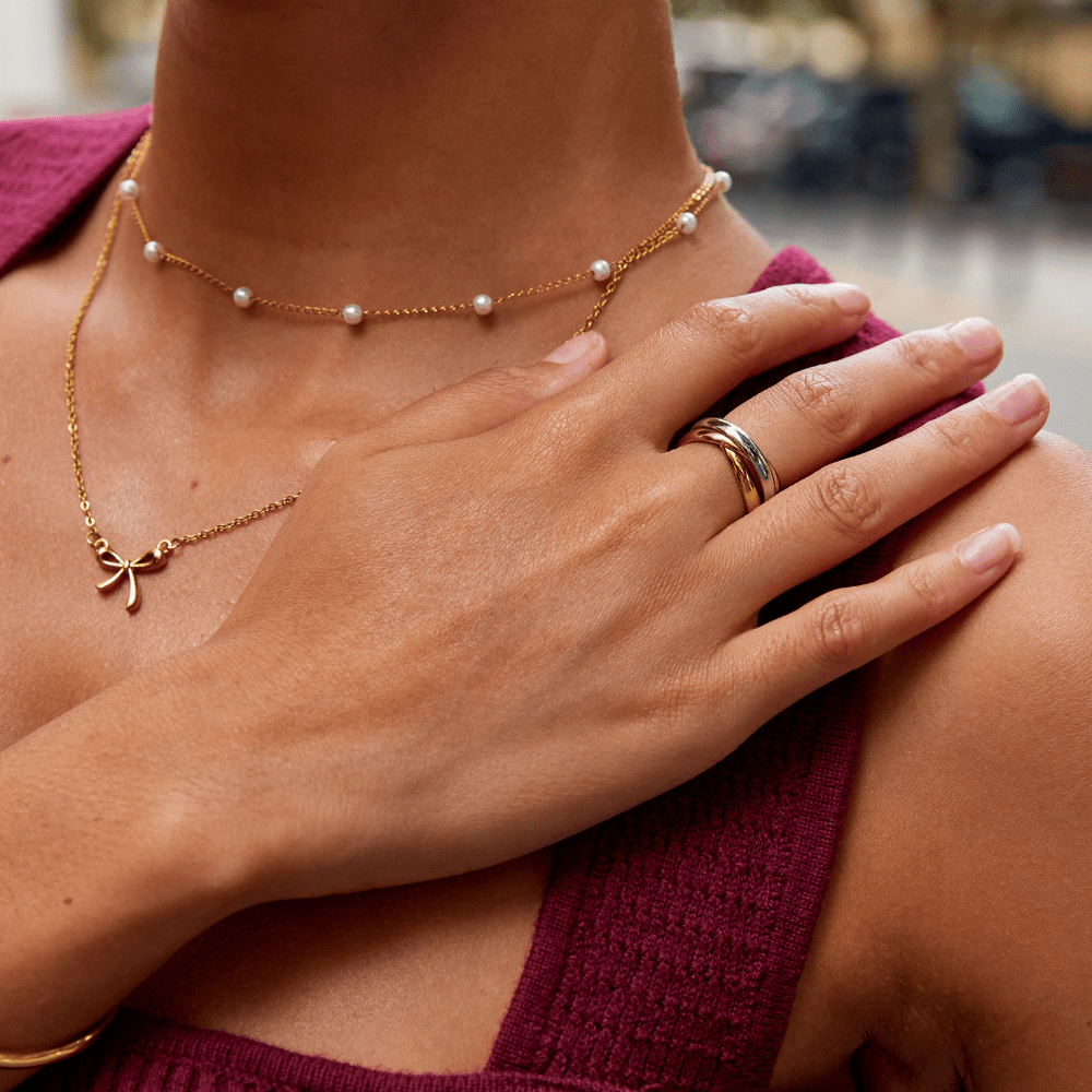Elena Stylish Three-Color Triple Ring, view 5 - Elena Harper