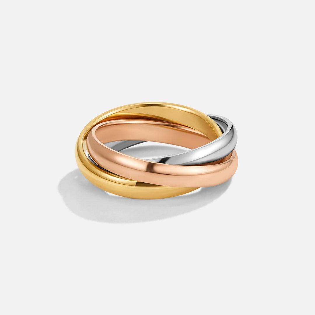 Elena Stylish Three-Color Triple Ring, view 3 - Elena Harper