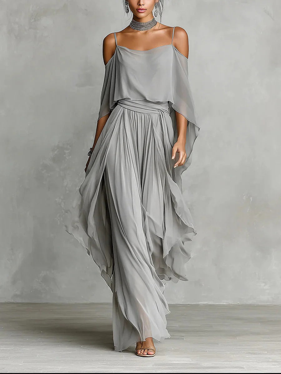 Emma & Rose Cape Town Haze strappy top lightweight trousers in grey, featuring a stylish, relaxed fit and comfortable fabric.