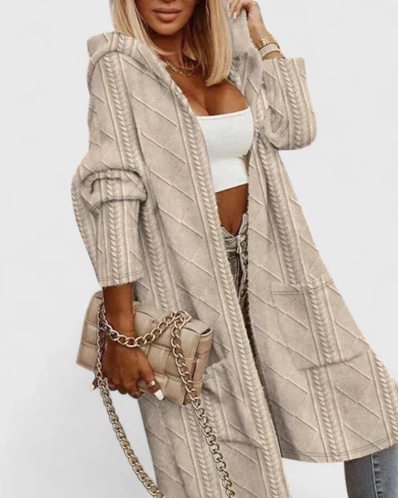 Beige Calystria™ Elegant Cardigan by Emma & Rose Cape Town, stylish knit with a relaxed fit and subtle detailing.