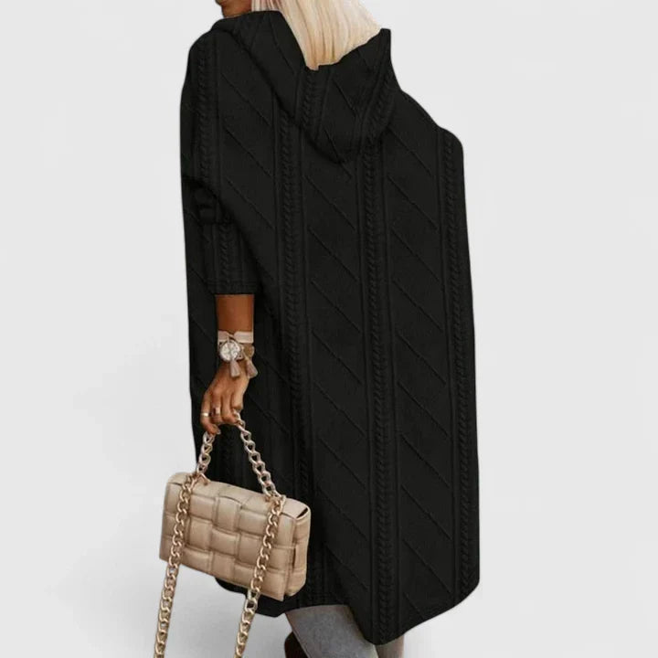 Beige Calystria™ elegant cardigan by Emma & Rose Cape Town, modeled with a relaxed fit and subtle knit texture.