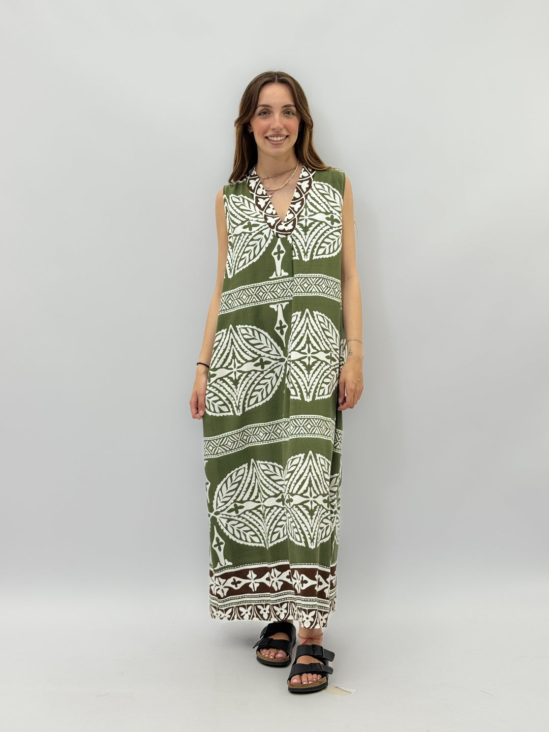 Blue lightweight long dress pattern by Emma & Rose Cape Town, showcasing flowing fabric and elegant design.
