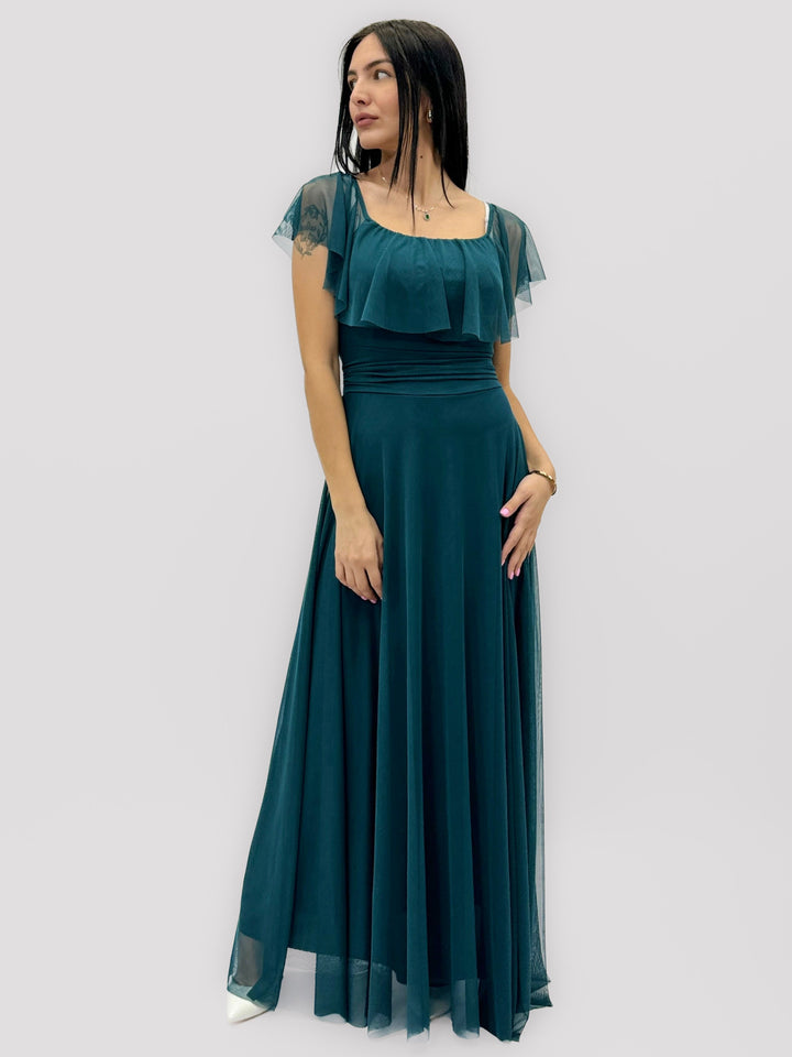 Fuchsia Carien™ Arden long ceremony dress by Emma & Rose Cape Town, elegant evening gown with flowing fabric and sophisticated design.