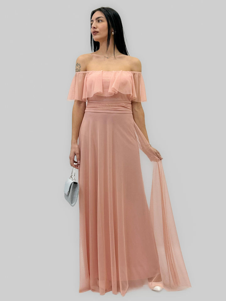 Fuchsia Carien™ Arden long ceremony dress by Emma & Rose Cape Town, elegant formal abiti with flowing fabric and intricate details.