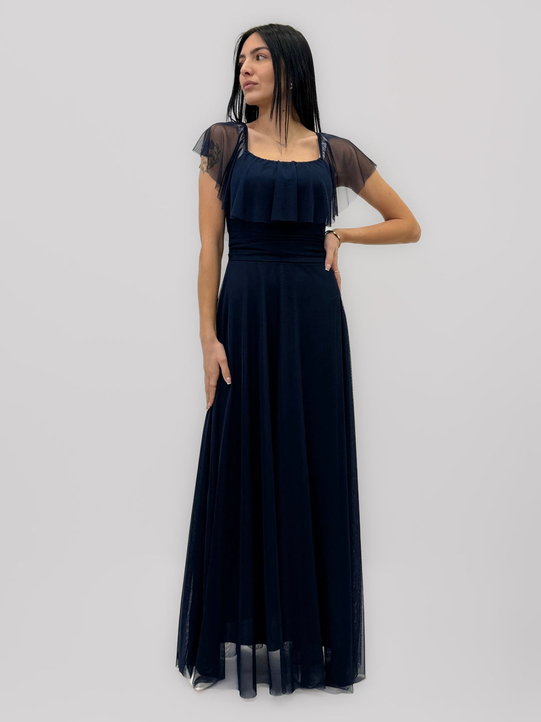 Fuchsia Carien™ Arden long ceremony dress by Emma & Rose Cape Town, elegant evening gown with flowing fabric and intricate details.