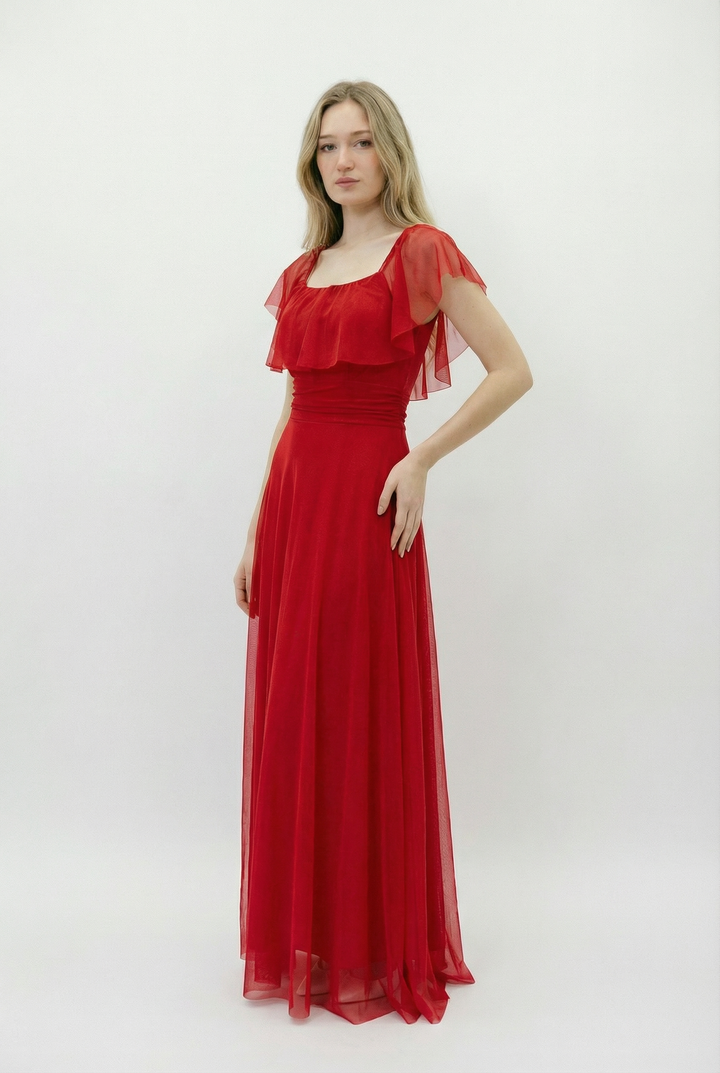 Emma & Rose Cape Town Carien™ Arden long ceremony dress in vibrant fuchsia, elegant abiti with flowing fabric and intricate details.
