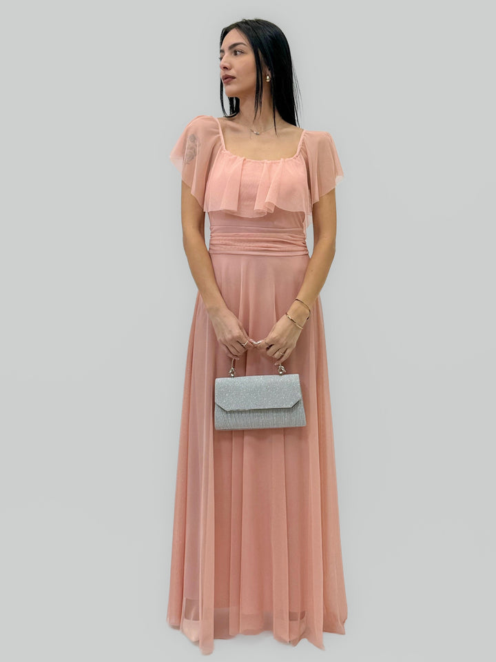 Fuchsia Carien™ Arden long ceremony dress by Emma & Rose Cape Town showcasing elegant, flowing fabric and detailed design.