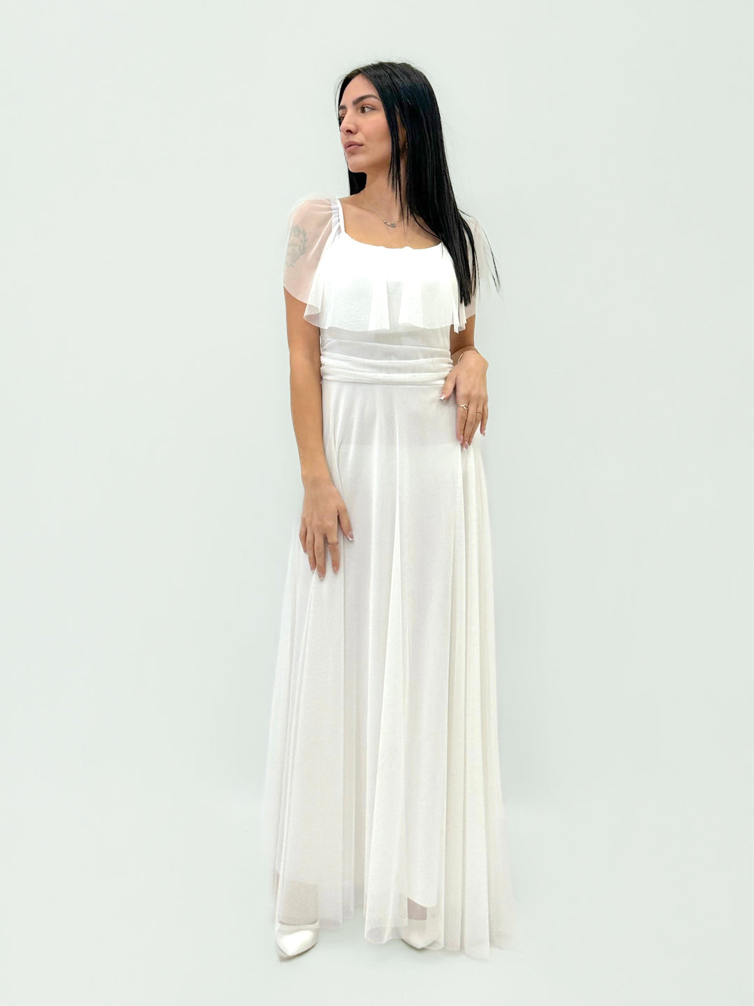 Fuchsia Carien™ Arden long ceremony dress by Emma & Rose Cape Town, elegant evening gown with flowing fabric and intricate details.