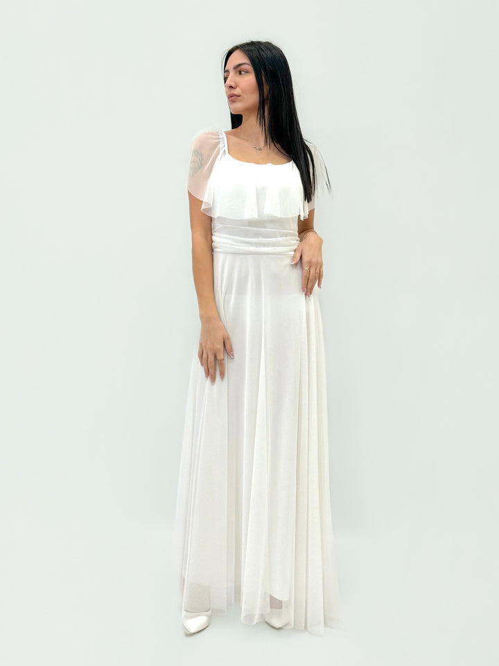 Fuchsia Carien™ Arden long ceremony dress by Emma & Rose Cape Town, elegant evening gown with flowing fabric and intricate details.