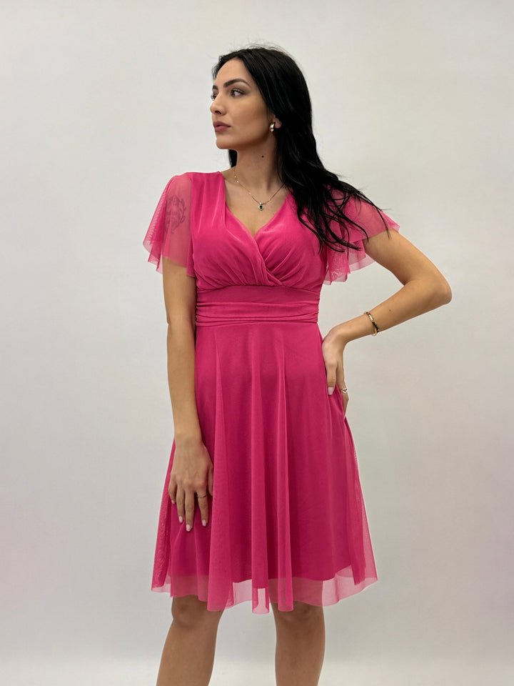 Fuchsia Elke™ Delia short dress by Emma & Rose Cape Town, stylish abiti with a vibrant, flowy design perfect for warm weather.