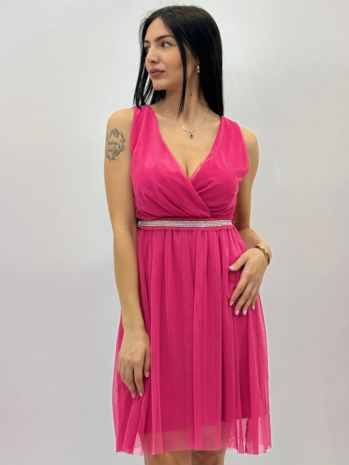 Fuchsia Giorgia™ flowing dress by Emma & Rose Cape Town, lightweight fabric with elegant, flowing silhouette and vibrant color.