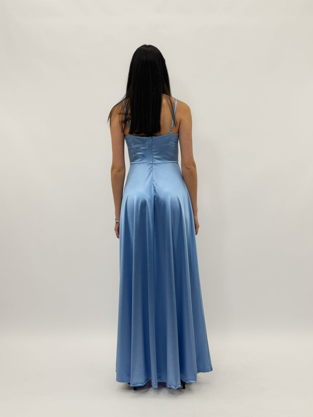 Light blue Bianca™ long dress by Emma & Rose Cape Town, elegant abiti with flowing fabric and stylish design.