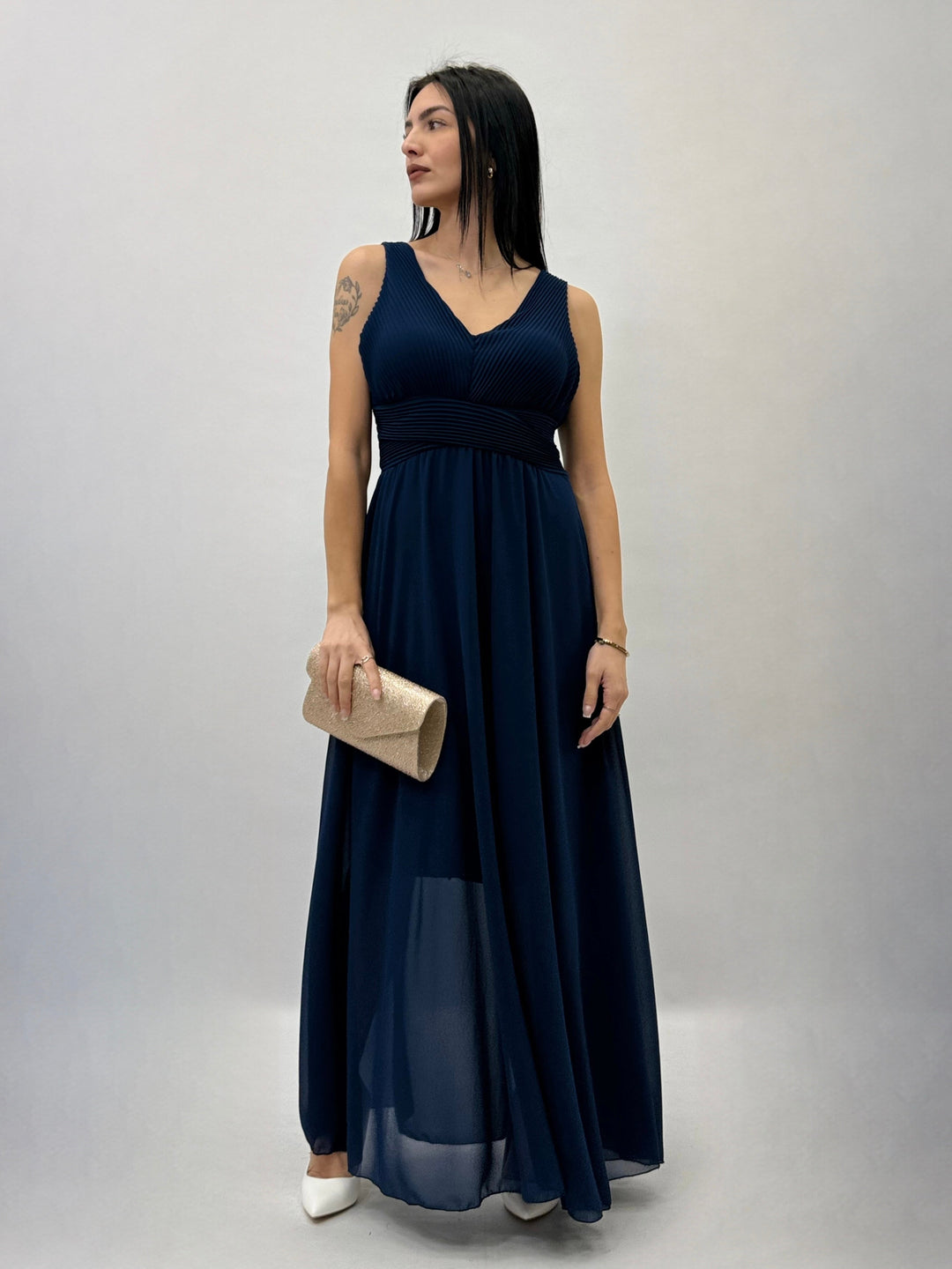Light blue Daniëlle Dalila dress by Emma & Rose Cape Town, elegant short-sleeve abiti with a flowing silhouette.