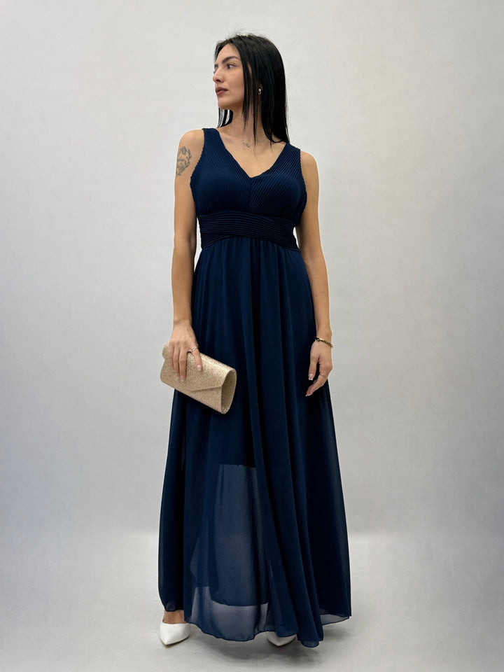 Light blue Daniëlle Dalila dress by Emma & Rose Cape Town, elegant short-sleeve abiti with a flowing silhouette.