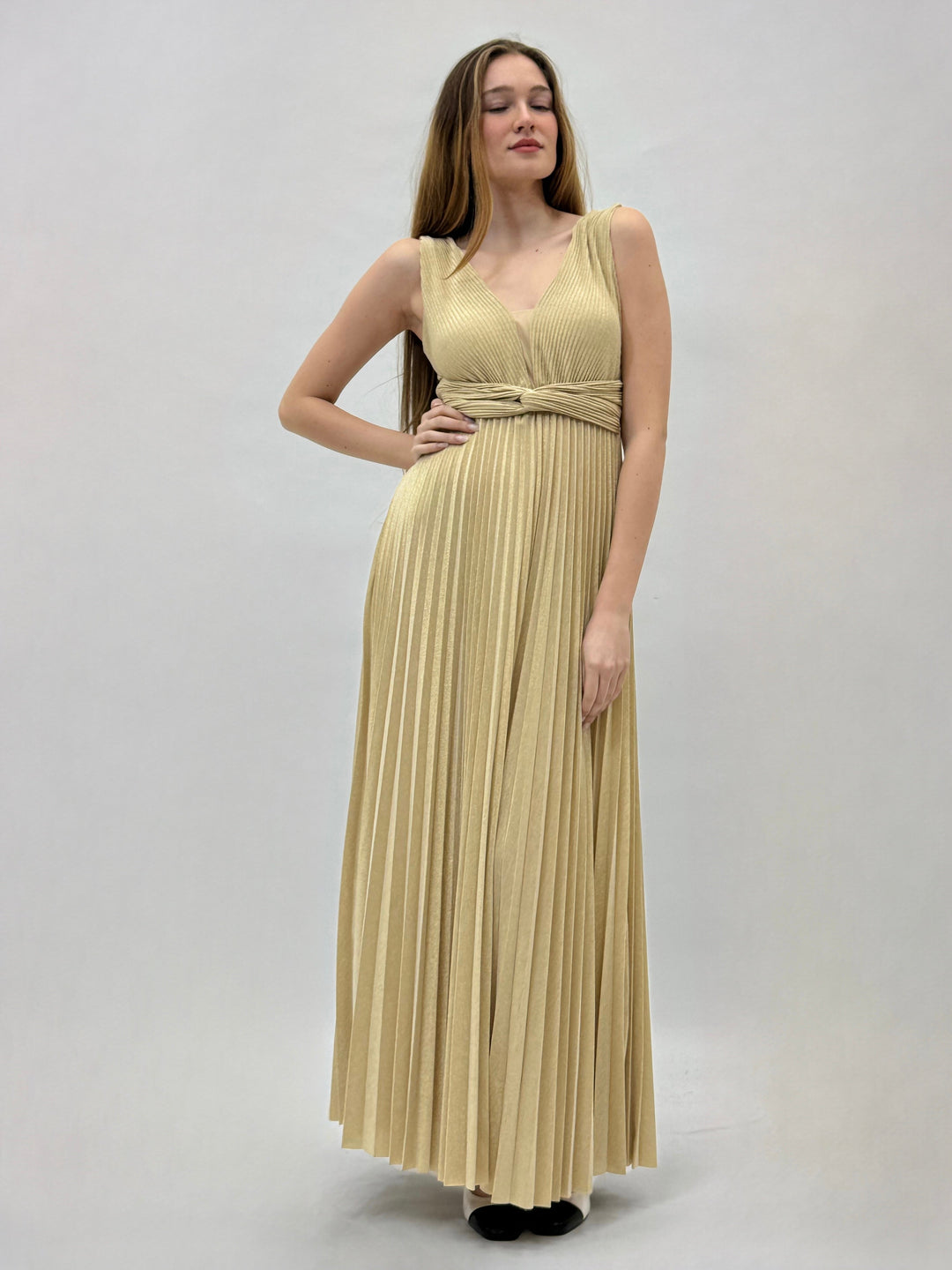 Light blue Selina™ flowing dress by Emma & Rose Cape Town, elegantly draped fabric, perfect for summer or casual wear.