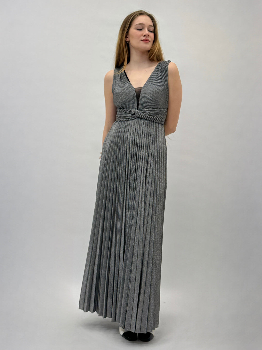 Light blue Selina™ flowing dress by Emma & Rose Cape Town, shown on a model with a lightweight, elegant design.