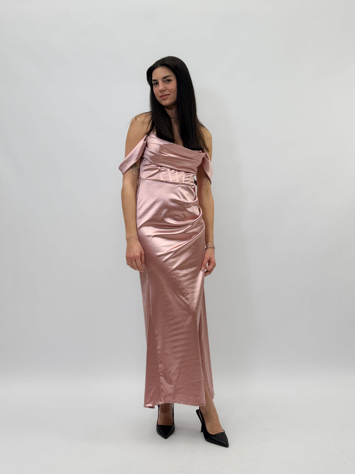 Pink Melanie flowing dress by Emma & Rose Cape Town, elegant abiti with soft, flowing fabric and feminine silhouette.