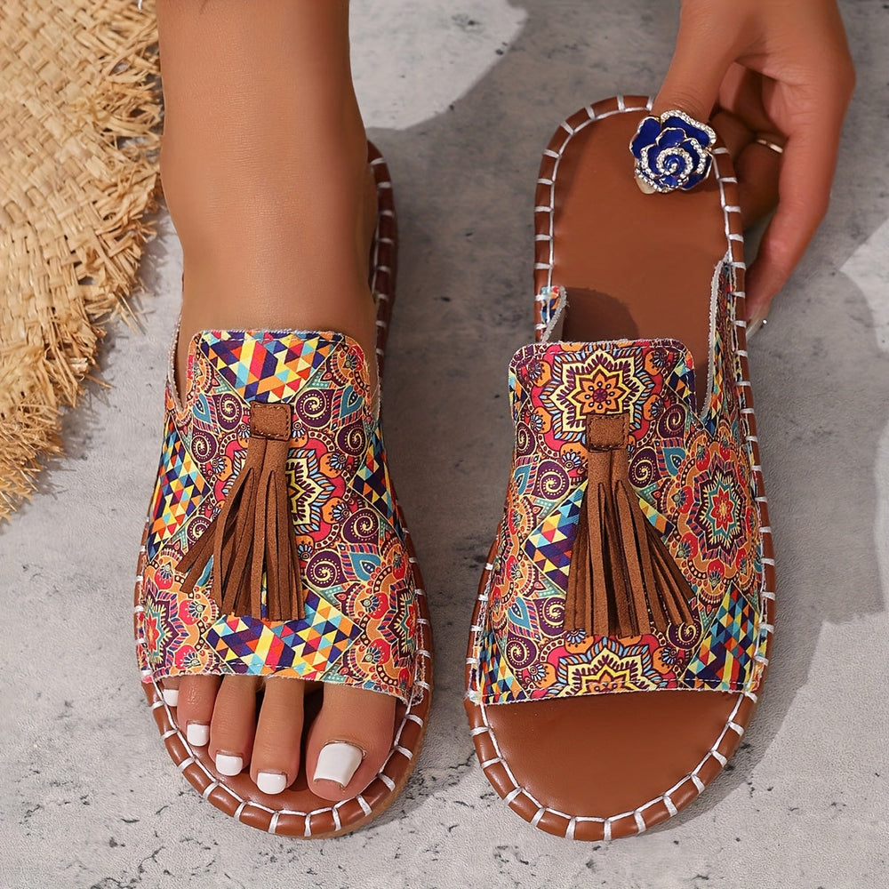 Emma & Rose Cape Town Maja Bohemian Frances Sandals in apricot, showcasing strappy design and comfortable slip-on style.