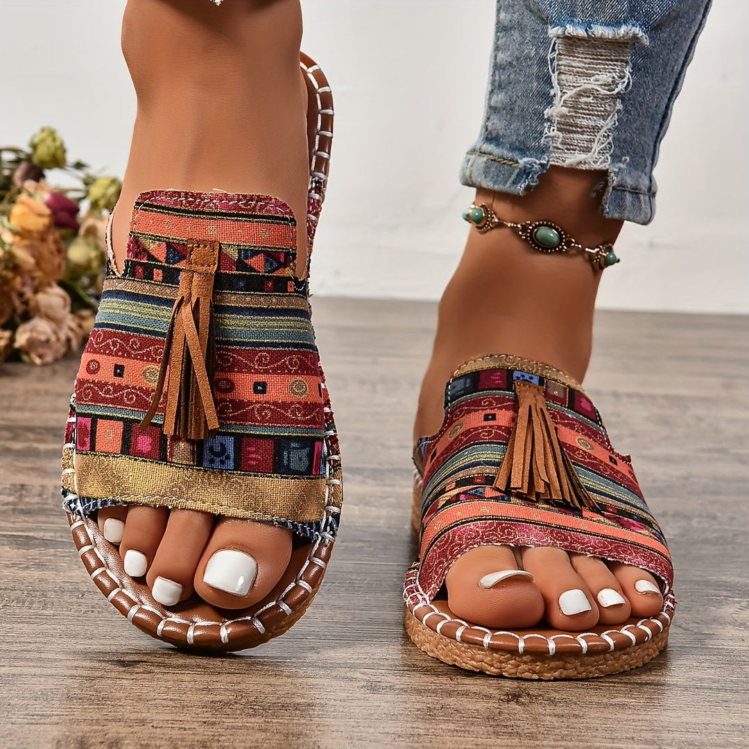 Emma & Rose Cape Town Maja™ Bohemian Frances Sandals in apricot, showcasing open-toe design and intricate strap details.