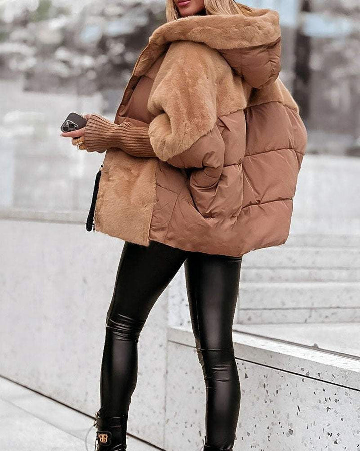 Emma & Rose Cape Town Ren™ Comfortable Coat in apricot, showcasing a cozy, stylish outerwear with a soft fabric finish.