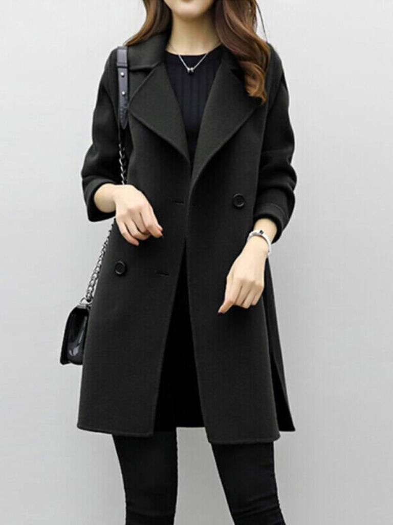 Emma & Rose Cape Town Pol™ Elegant Coat in army green, stylish outerwear with a tailored fit and classic design.