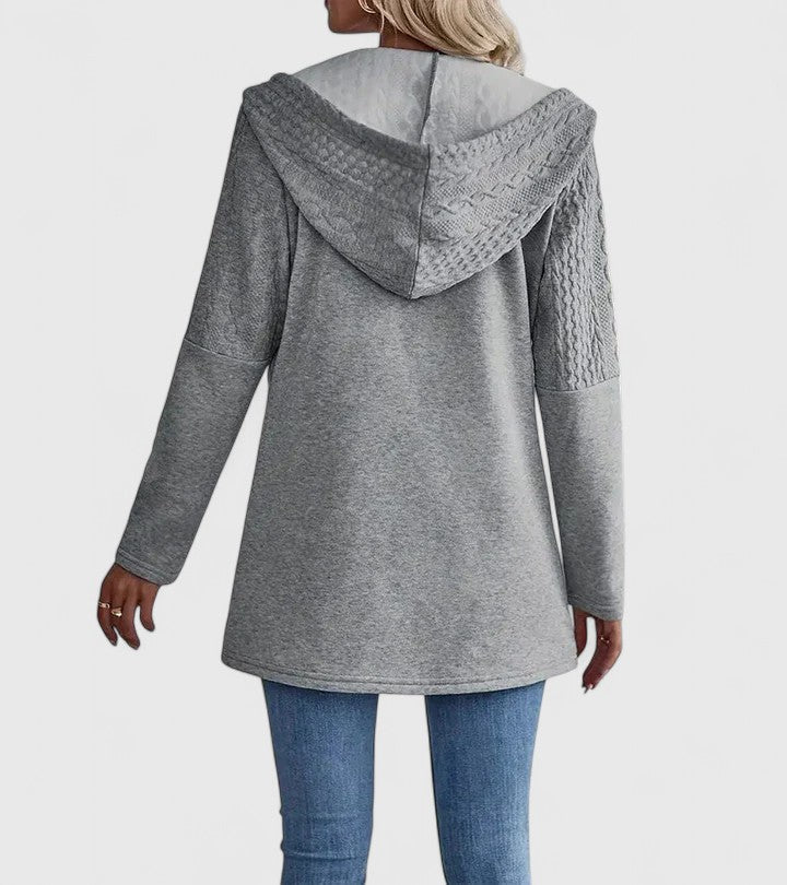 Emma & Rose Cape Town Kynzi AURDONNA grey sophisticated jacket, stylish design with tailored fit, front buttons, and elegant collar.