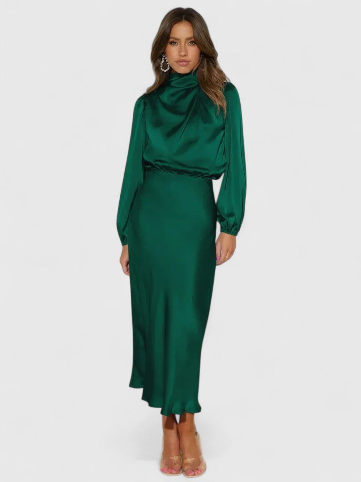 Beige Emryssah™ Elegant Maxi Dress by Emma & Rose Cape Town, flowing fabric and stylish design perfect for formal occasions.