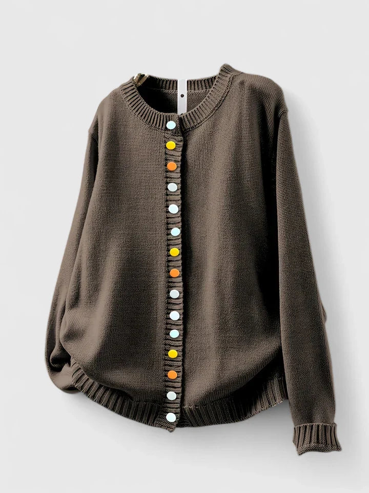Beige Kalynnah™ comfortable cardigan by Emma & Rose Cape Town, featuring a soft, cozy knit fabric and relaxed fit.