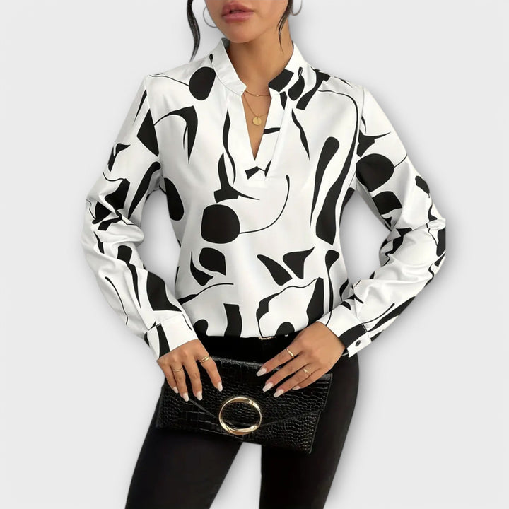 Beige Lara™ elegant blouse by Emma & Rose Cape Town, featuring a stylish, sophisticated design for women.