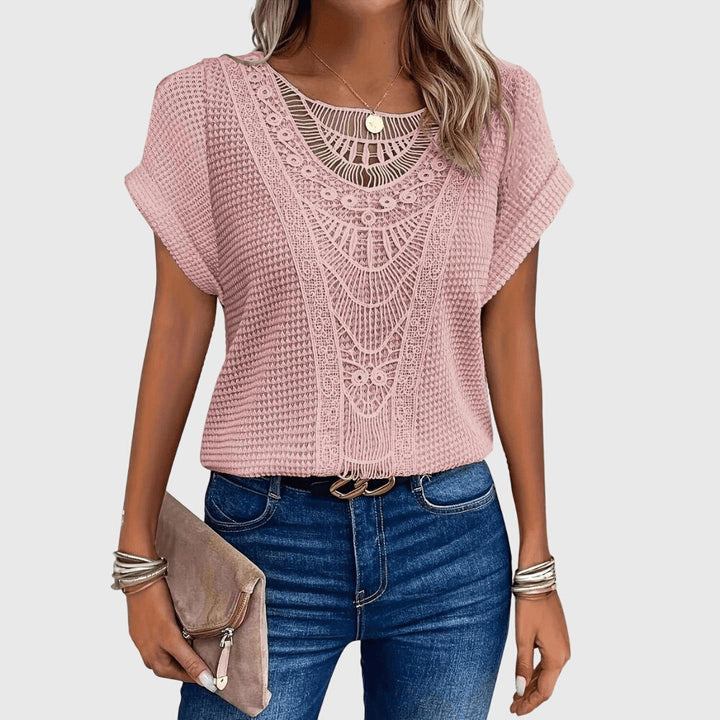 Beige Pearl™ Elegant Ibiza Blouse by Emma & Rose Cape Town featuring flowy fabric and stylish design.