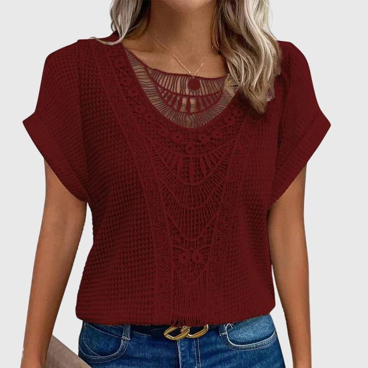 Beige Pearl™ Elegant Ibiza Blouse by Emma & Rose Cape Town, featuring lightweight fabric and stylish design for a sophisticated look.