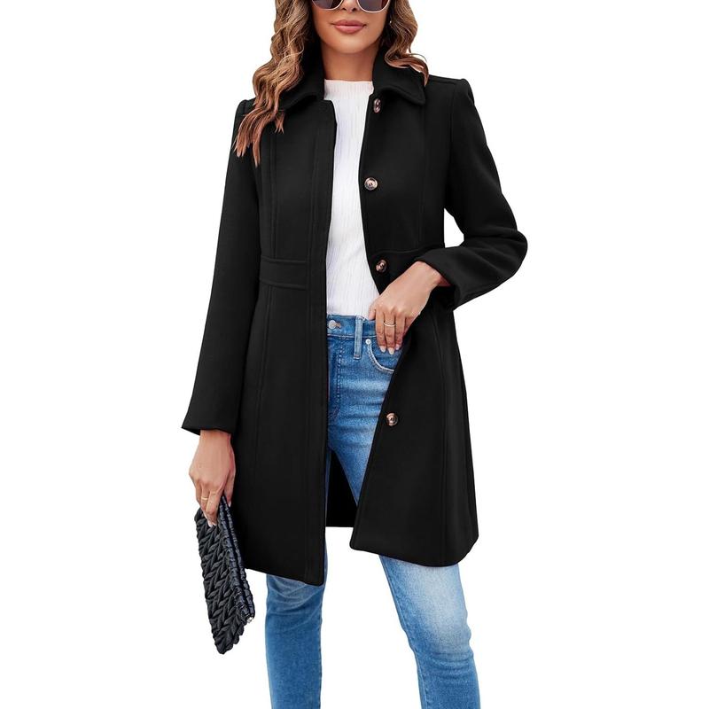 Beige Vivian™ Emma & Rose Cape Town long sleeve single-breasted overcoat on a mannequin, showcasing elegant outerwear style.