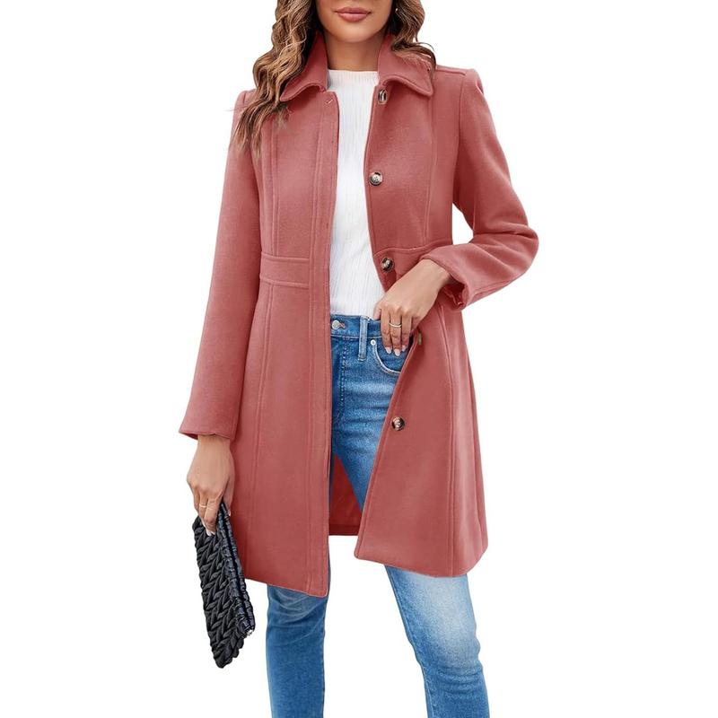 Beige Vivian™ long sleeve single-breasted overcoat by Emma & Rose Cape Town, stylish outerwear for women.