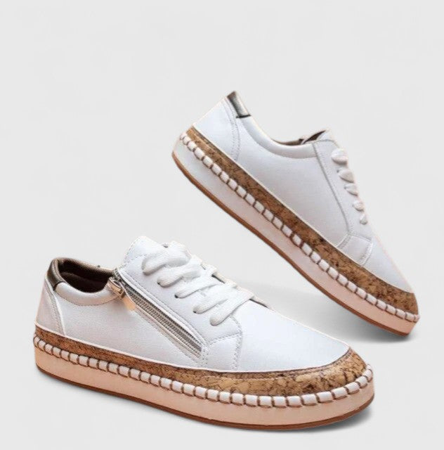 Olisette™ orthopaedic shoes by Emma & Rose Cape Town, beige leather with floral design, size 36 EU, comfortable footwear for foot support.