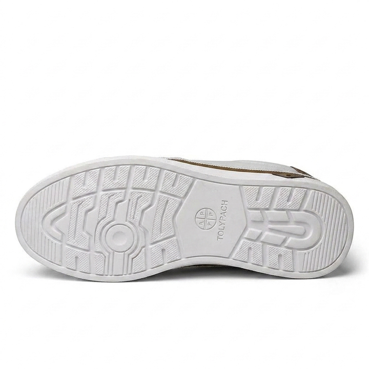 Black Torino™ slip-on PU leather sneakers by Emma & Rose Cape Town, showing sleek design and comfortable fit.
