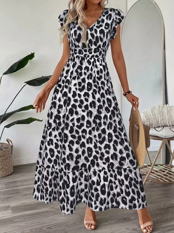 Candela - Baroque Maxi Dress with V-Neck