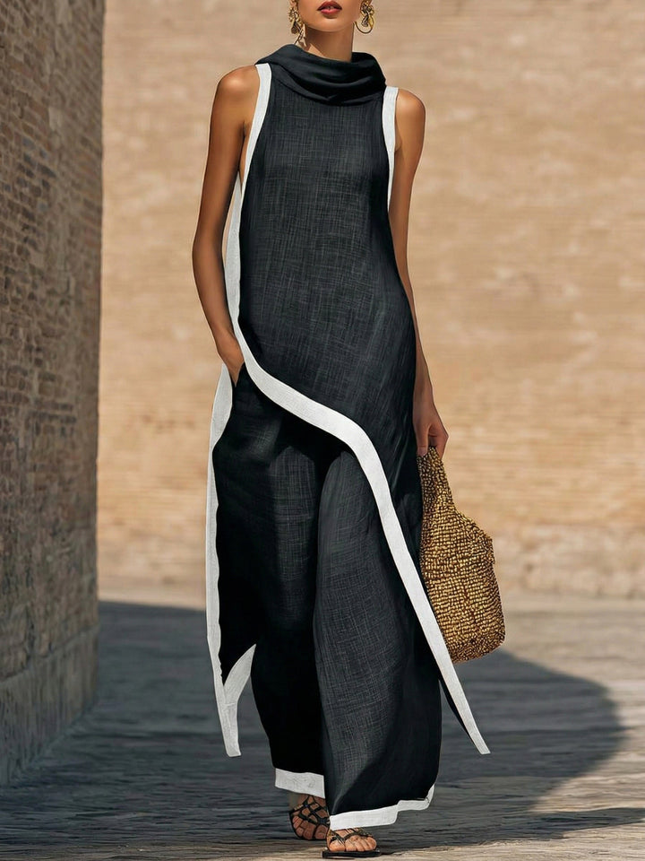 Black Elke™ elegant two-piece set by Emma & Rose Cape Town, featuring a stylish cut design and tailored fit.